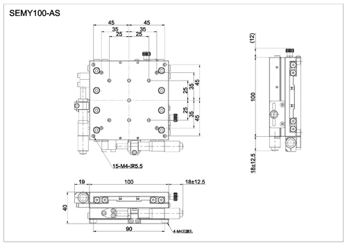 Z axis crossed roller bearing stage with micrometer head SEMZL100-AS