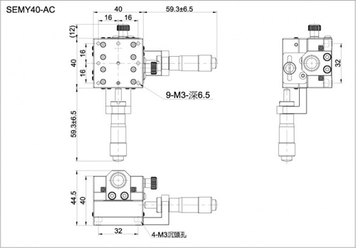 xy axis crossed roller bearing stage with micrometer head SEMY40-AC