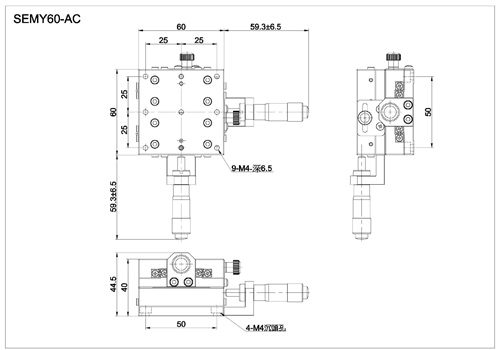 xy axis crossed roller bearing stage with micrometer head SEMY60-AC