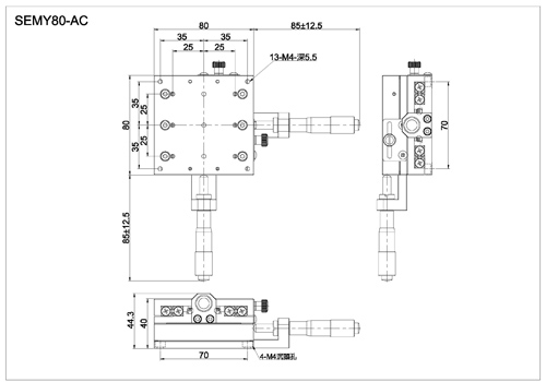 Z axis crossed roller bearing stage with micrometer head SEMZL80-ACR