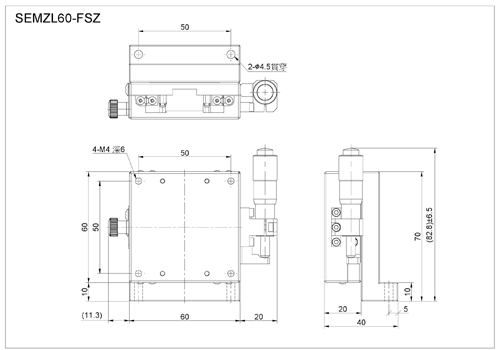 x axis linear ball bearing stage with micrometer head SEMZL60-FSZ