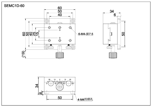 x axis manual stage SEMC1D-60