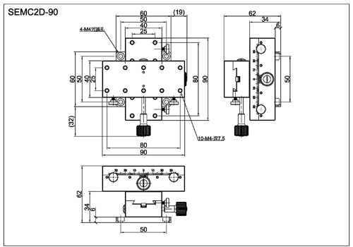 x axis manual stage SEMC2D-90