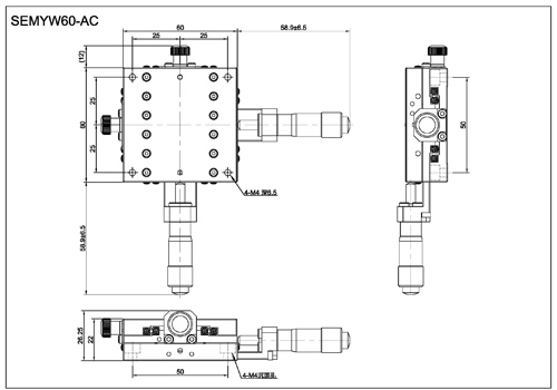 xy axis crossed roller bearing stage with micrometer head SEMYW60-AC