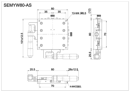 xy axis crossed roller bearing stage with micrometer head SEMYW80-AS